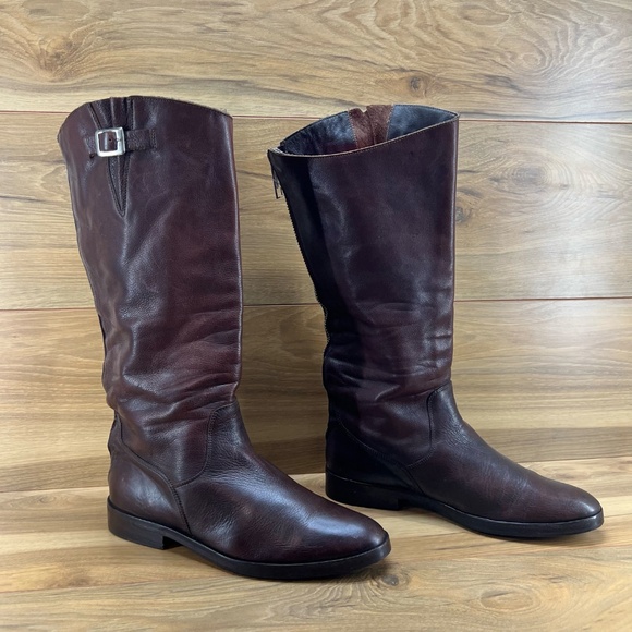 Golden Goose Rose Bowl Boots 11 EU 41 Brown Leather Tall Riding Zipper - Picture 1 of 13
